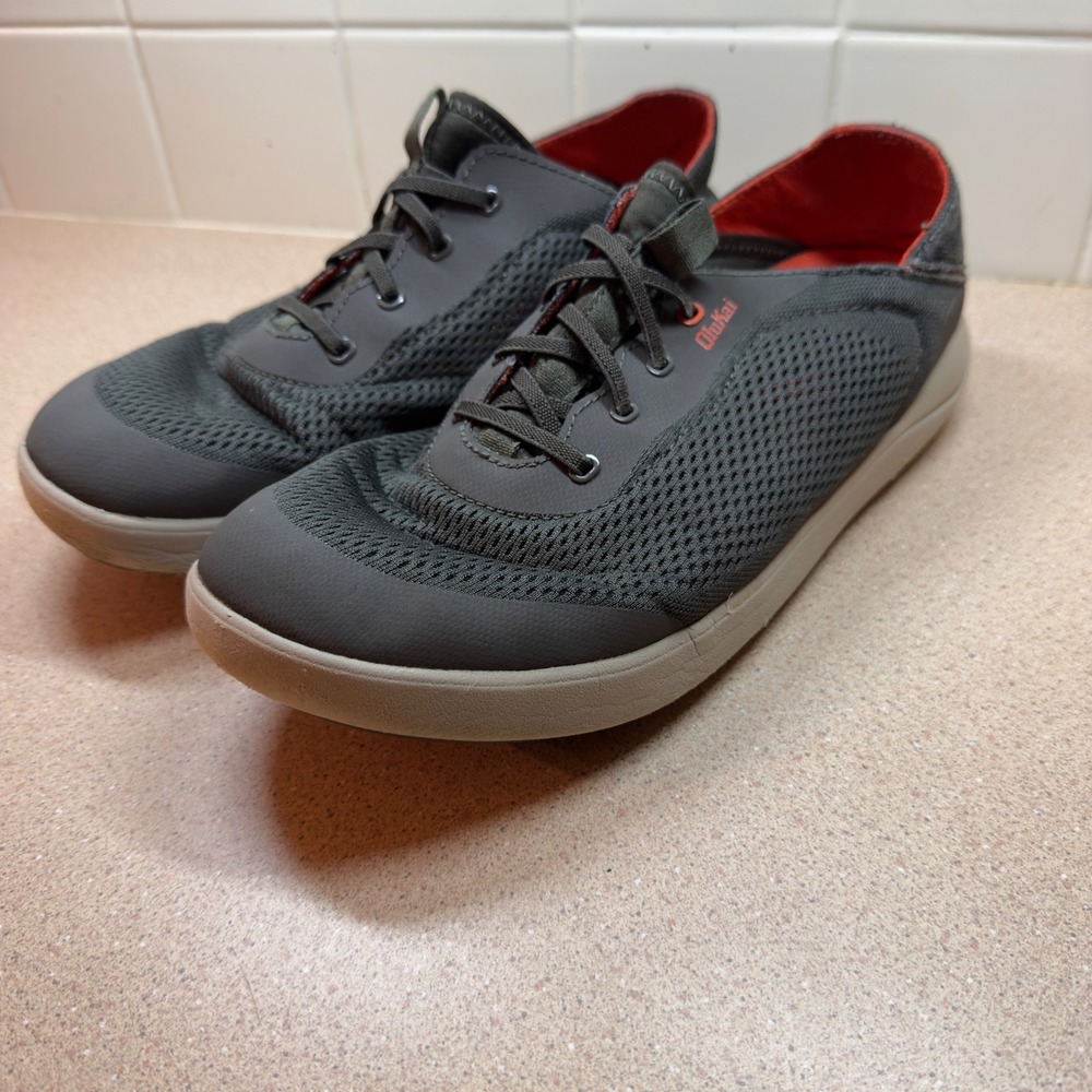 OluKai Moku Pae Men's Dark Gray Mesh Lace Up Water Shoes Sneakers US 10 EUR‎ 43